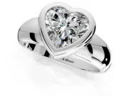 Solitaire Engagement Ring Setting for Heart-Shaped Center with Wide Band and Bezel Head in Platinum