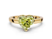 Solitaire Engagement Ring Setting for Fancy Yellow Heart-Shaped Center with Plain Band and Flat Tab Prong Head in Yellow Gold