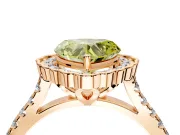 Milgrain Floral Halo Engagement Ring Setting for Fancy Yellow Heart-Shaped Center with Pave Band and Prong Head in Rose Gold