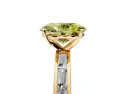 Solitaire Engagement Ring Setting for Fancy Yellow Oval Center with Channel Baguette Band and Prong Head in Yellow Gold