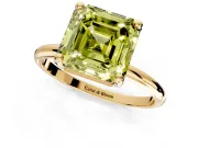 Minimalist Solitaire Engagement Ring Setting for Fancy Yellow Asscher Cut Center with Thin Band and Prong Head in Yellow Gold