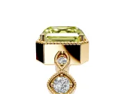 Vintage Station Engagement Ring Setting for Fancy Yellow Asscher Cut Center with Accents and Prong Head in Yellow Gold