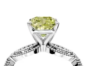 Solitaire Engagement Ring Setting for Fancy Yellow Cushion Cut Center with Marquise Panel Band and Prong Head in Sterling Silver