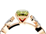 Floral Engagement Ring Setting for Fancy Yellow Emerald Cut Center with Trailing Marquise Accents and Prong Head in Rose Gold