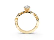 Solitaire Engagement Ring Setting for Marquise Center with Bar-Station Pave Twist and Prong Head in Yellow Gold