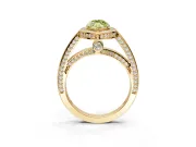 Halo Engagement Ring Setting for Fancy Yellow Marquise Center with Framed Halo, Pave Band and Prong Head in Yellow Gold