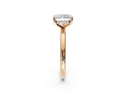 Hidden Halo Engagement Ring Setting for Radiant Cut Center with Thin Round-Wire Band and Prong Head in Rose Gold
