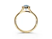 Solitaire Engagement Ring Setting for Fancy Blue Pear-Shaped Center with V Split Shank and Bezel Head in Yellow Gold