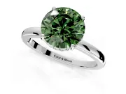 Solitaire Engagement Ring Setting for Fancy Green Round Cut Center with Fine Wire Band and Prong Head in Platinum