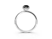 Hidden Halo Engagement Ring Setting for Fancy Black Marquise Center with Pave Band and Prong Head in Platinum