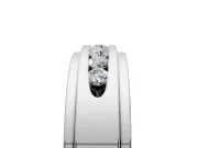 Round Cut Lab-Grown Diamond 7 Stone Channel Men's Wedding Band with Grooved Borders in Sterling Silver