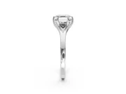 Solitaire Engagement Ring Setting for Asscher Cut Center with Plain Split Shank and Prong Head in Platinum