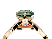 Solitaire Engagement Ring Setting for Fancy Green Radiant Cut Center with Accented Twist Band and Leaf Prong Head in Rose Gold