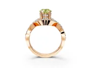 Halo Engagement Ring Setting for Fancy Yellow Oval Center with Pave Infinity Twist Band and Prong Head in Rose Gold