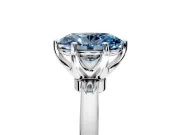 Solitaire Engagement Ring Setting for Fancy Blue Oval Center with Plain Band and Tulip Prong Head in White Gold