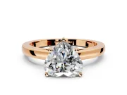 Solitaire Engagement Ring Setting for Heart-Shaped Center with Basket Rail and Prong Head in Rose Gold