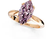 Solitaire Engagement Ring Setting for Fancy Pink Marquise Center with Reverse Tapered Band and Prong Head in Rose Gold