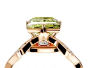 Solitaire Engagement Ring Setting for Fancy Yellow Princess Cut Center with Accented Twist Band and Leaf Prong Head in Rose Gold