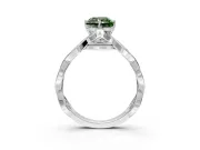 Solitaire Engagement Ring Setting for Fancy Green Radiant Cut Center with Accented Twist Band and Leaf Prong Head in Platinum