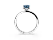 Hidden Halo Engagement Ring Setting for Fancy Blue Emerald Cut Center with Plain Band and Tall Prong Head in Sterling Silver