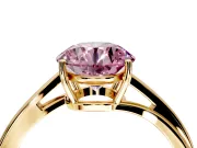 Solitaire Engagement Ring Setting for Fancy Pink Round Cut Center with Plain Bypass Twist Band and Prong Head in Yellow Gold