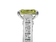 Solitaire Engagement Ring Setting for Fancy Yellow Emerald Cut Center with Channel Band and Double Claw Prong Head in Sterling Silver