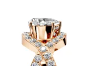 Halo Engagement Ring Setting for Pear-Shaped Center with Pave Infinity Twist Band and Prong Head in Rose Gold