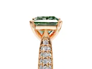 Solitaire Engagement Ring Setting for Fancy Green Princess Cut Center with Multi-Row Accents and Prong Head in Rose Gold