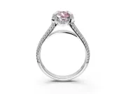 Solitaire Engagement Ring Setting for Fancy Pink Pear-Shaped Center with Accented Split Shank and Prong Head in White Gold