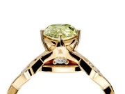 Solitaire Engagement Ring Setting for Fancy Yellow Pear-Shaped Center with Accented Twist Band and Leaf Prong Head in Yellow Gold