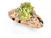 Solitaire Engagement Ring Setting for Fancy Yellow Oval Center with Filigree Accent Basket and Prong Head in Rose Gold