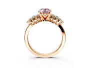Cluster Engagement Ring Setting for Fancy Pink Oval Center with 2-Row Shoulder Clusters and Prong Head in Rose Gold