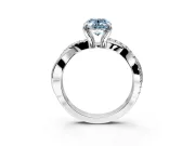 Solitaire Engagement Ring Setting for Fancy Blue Oval Center with Half-Pave Crossover Band and Prong Head in Sterling Silver