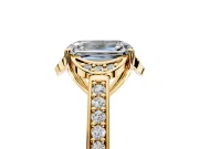 Floral Engagement Ring Setting for Emerald Cut Center with Four Accent Clusters and Prong Head in Yellow Gold