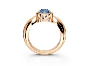 Halo Engagement Ring Setting for Fancy Blue Cushion Cut Center with Tapered Plain Band and Prong Head in Rose Gold