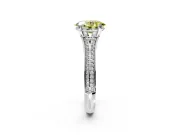 Solitaire Engagement Ring Setting for Fancy Yellow Oval Center with Pave Rail Split Shank and Prong Head in White Gold