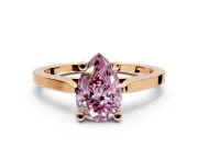 Solitaire Engagement Ring Setting for Fancy Pink Pear-Shaped Center with Tapered Shoulders and Prong Head in Rose Gold