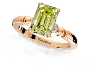 Solitaire Engagement Ring Setting for Fancy Yellow Emerald Cut Center with Beaded Shoulders and Prong Head in Rose Gold