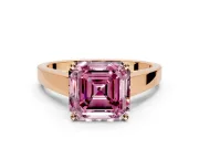 Solitaire Engagement Ring Setting for Fancy Pink Asscher Cut Center with Tapered Split Shoulders and Prong Head in Rose Gold