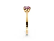 Solitaire Engagement Ring Setting for Fancy Pink Cushion Cut Center with Narrow Cathedral Band and Prong Head in Yellow Gold