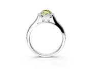 Halo Engagement Ring Setting for Fancy Yellow Marquise Center with Pave Accents, Heart Basket and Prong Head in Platinum