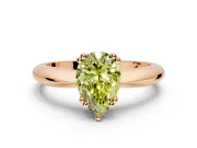 Solitaire Engagement Ring Setting for Fancy Yellow Pear-Shaped Center with Reverse Tapered Band and Prong Head in Rose Gold