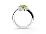 Floral Frame Engagement Ring Setting for Fancy Yellow Round Cut Center with Accent Clusters and Prong Head in White Gold