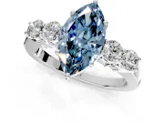 5 Stone Engagement Ring Setting for Fancy Blue Marquise Center with Equal Close-Set Accents and Prong Head in Platinum