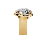 Halo Engagement Ring Setting for Heart-Shaped Center with Knife Ridge Cathedral Band and Prong Head in Yellow Gold
