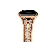 Solitaire Engagement Ring Setting for Fancy Black Radiant Cut Center with Pave Rail Split Shank and Prong Head in Rose Gold