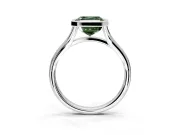Solitaire Engagement Ring Setting for Fancy Green Asscher Cut Center with V Split Shank and Bezel Head in Sterling Silver