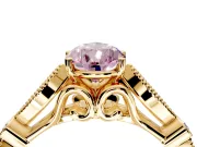 Solitaire Engagement Ring Setting for Fancy Pink Pear-Shaped Center with Marquise and Bezel Accents and Prong Head in Yellow Gold