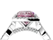 Halo Engagement Ring Setting for Fancy Pink Princess Cut Center with Twist Band and Prong Head in White Gold