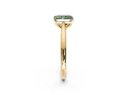Solitaire Engagement Ring Setting for Fancy Green Radiant Cut Center with Narrow Cathedral Band and Prong Head in Yellow Gold